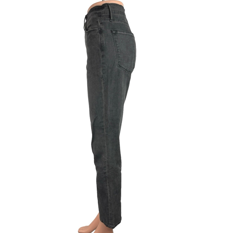 Frame Denim Black Washed High Rise Stretch Ankle Straight Leg Jeans Size 27