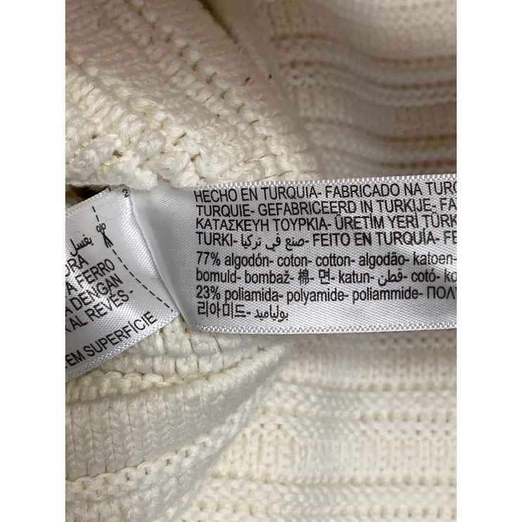 Massimo Dutti White Knit Long Sleeve Button Down Pockets Cardigan Sweater Top L