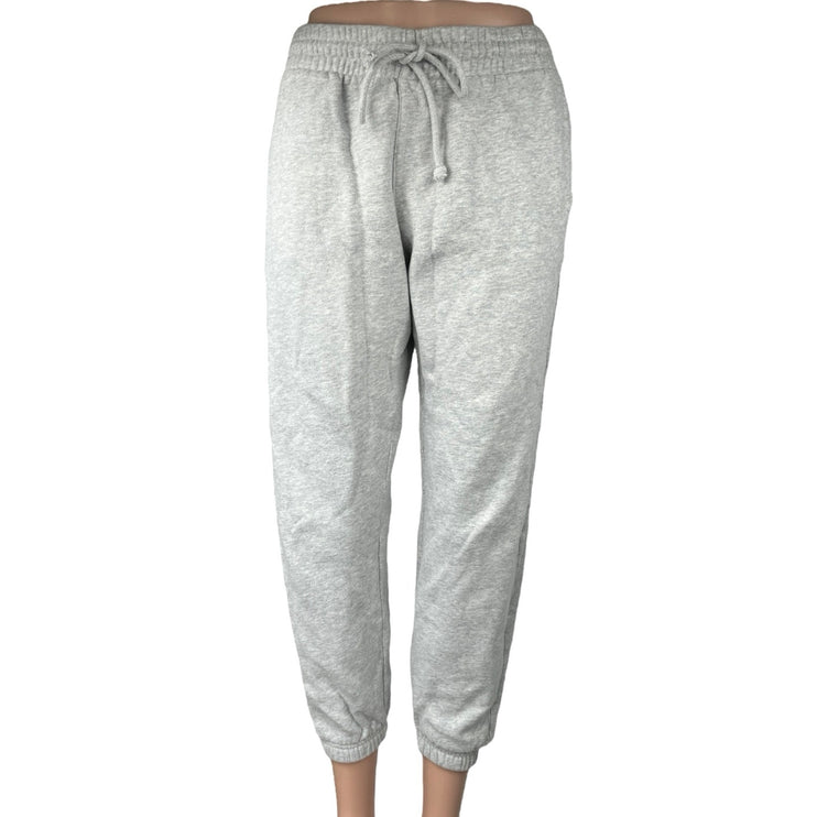 Aritzia TNA Cozy Gray Fleece Elastic Waist Pull On Crop Jogger Sweat Pants Sz M