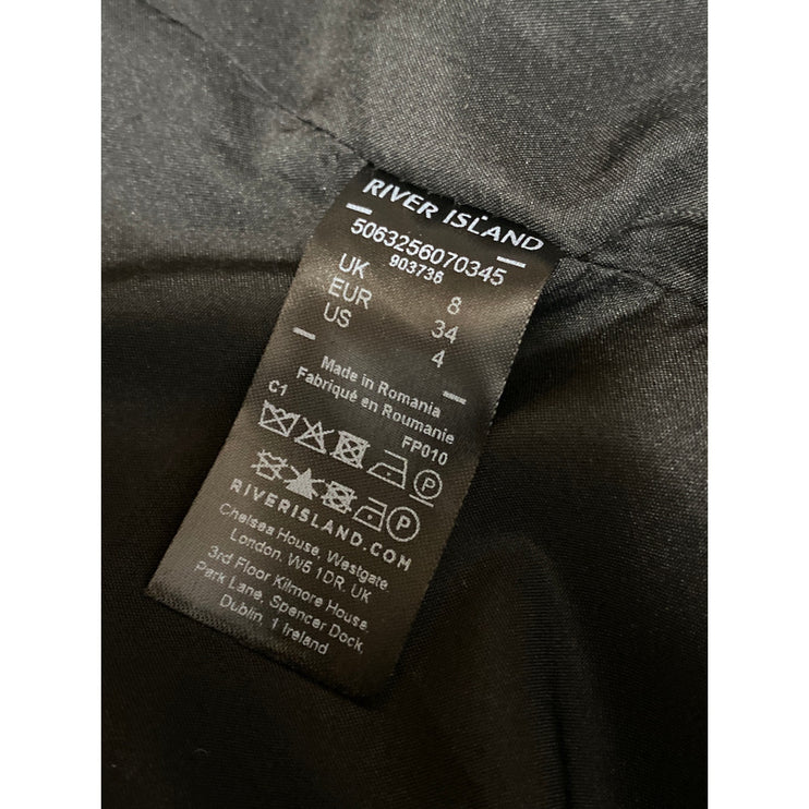 NEW River Island Black Tuxedo Mini Double Breasted Blazer Over Coat Dress Size 4