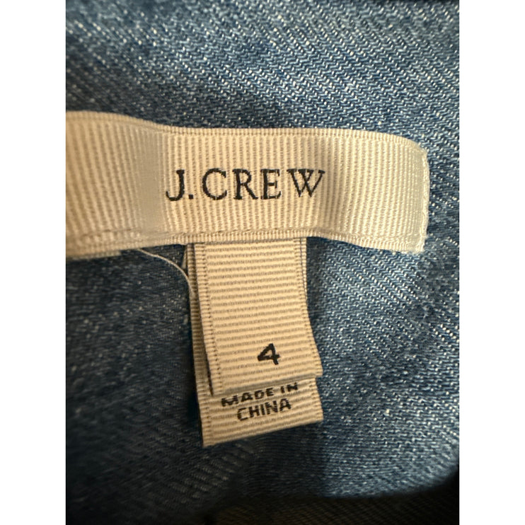 J.Crew Blue Long Sleeve Chambray Denim Jeans Button Front Mini Shirt Dress Sz 4
