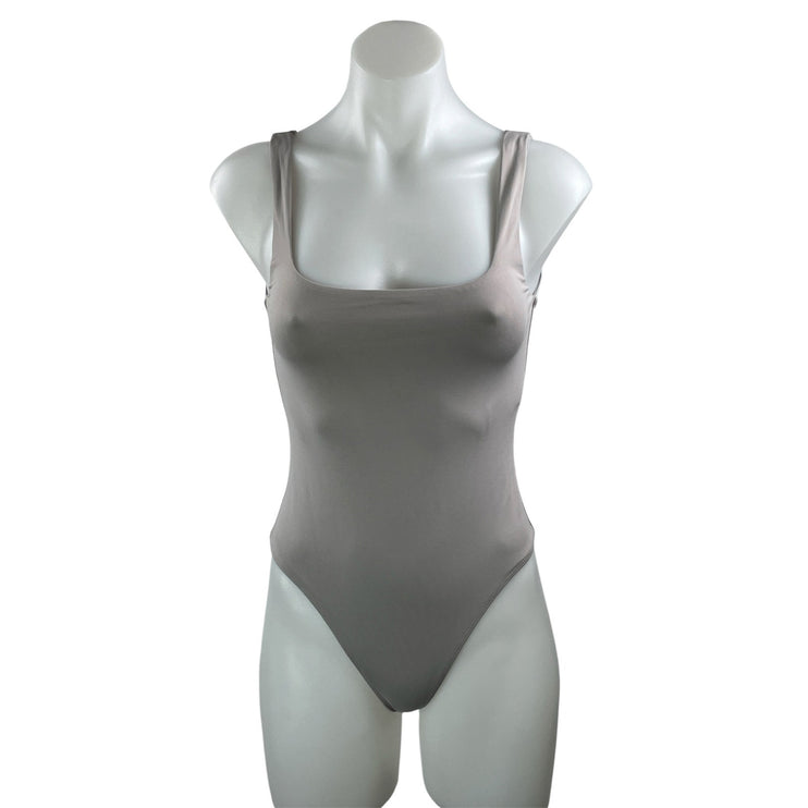 Aritzia Babaton Black Gray Sleeveless Square Neck Shapewear Bodysuits Top Size S