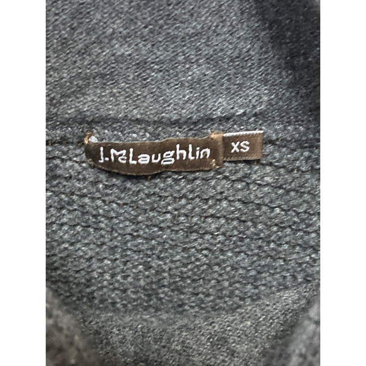 J. Mclaughlin Women's Black Gray Wool Ribbed Knit Turtleneck Sweater Top Size XS