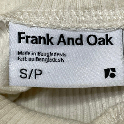 Frank And Oak Cream Ribbed Knit Long Sleeve Henley High Neck Snap Sweater Top S