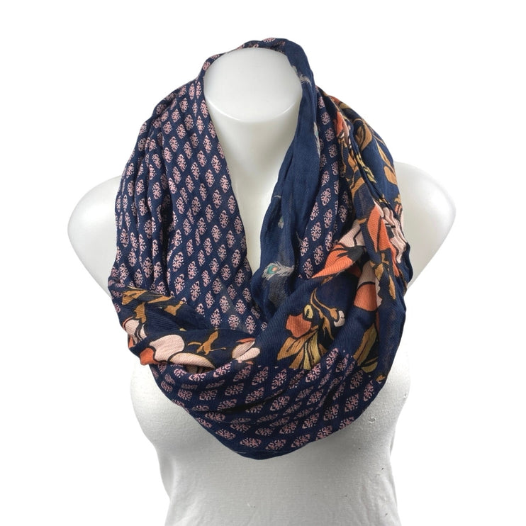 Ann Taylor LOFT Women's Navy Blue Multicolor Floral Shawl Wrap Scarf One Size