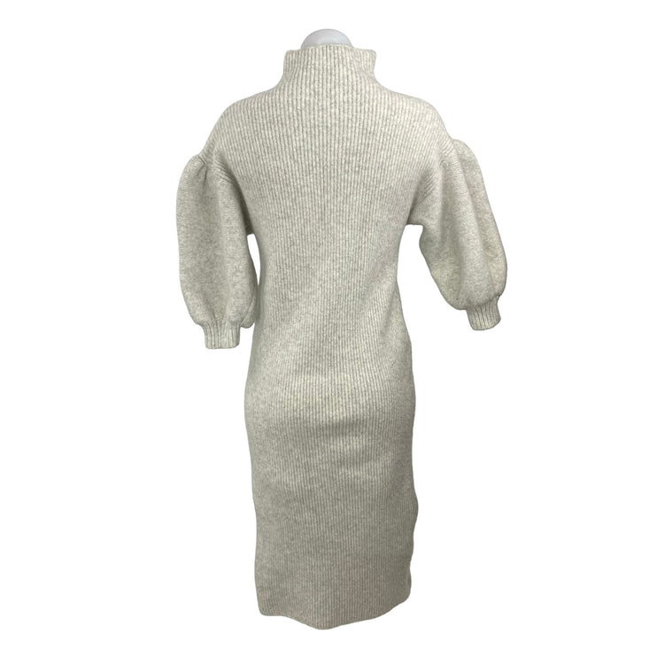 ASOS Women's Gray Long Balloon Sleeve Turtleneck Rib Knit Midi Sweater Dress 0