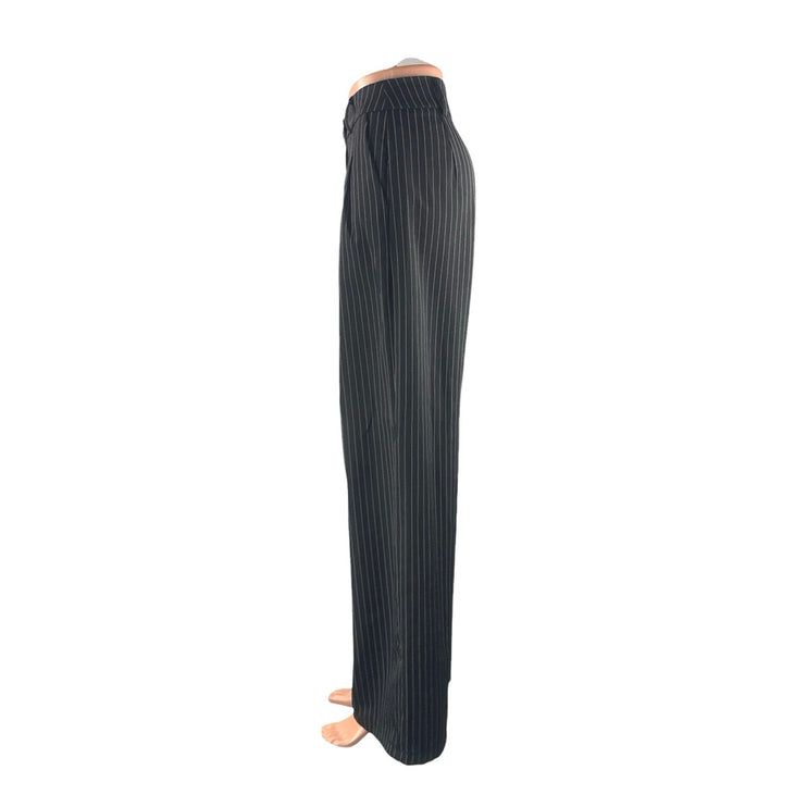Princess Polly Women's Black Stripe High Rise Palazzo Wide Leg Trousers Pants 4