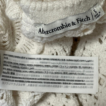 Abercrombie & Fitch White Short Sleeve Floral Lace Crochet Knit Blouse Top S