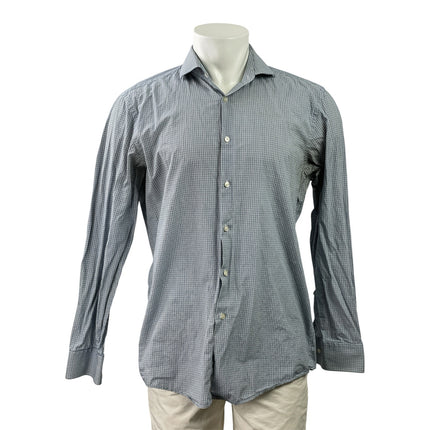 Hugo by Hugo Boss Men Black Plaid Sharp Fit Long Sleeve Button Up Dress Shirt 16