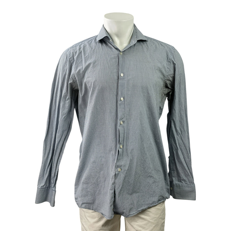 Hugo by Hugo Boss Men Black Plaid Sharp Fit Long Sleeve Button Up Dress Shirt 16