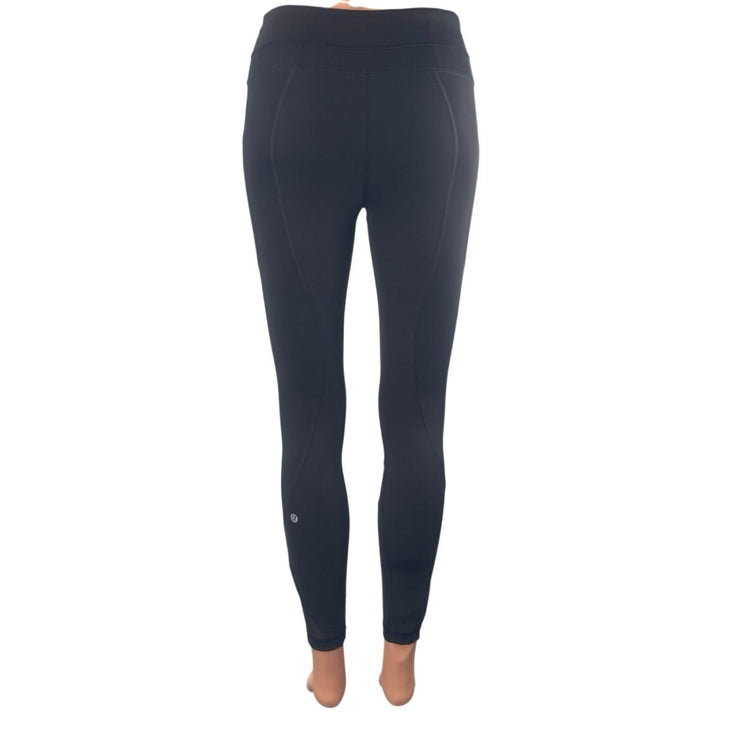 Lululemon Women's Black Mid Rise Crop Yoga Gym Athletic Leggings Pants Size S