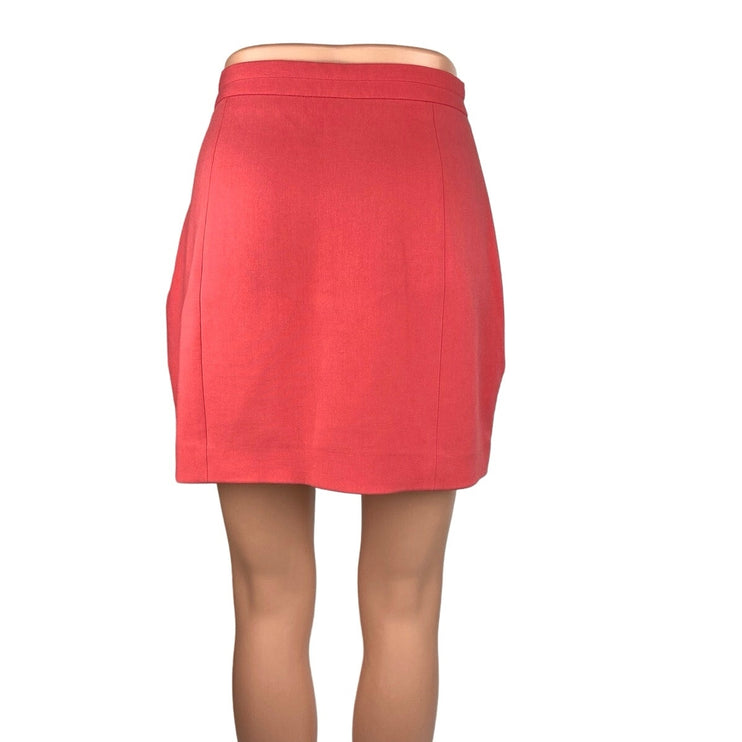 Zara Trafaluc Red Orange Peach Pleated High Waisted Pencil Mini Skirt Size M