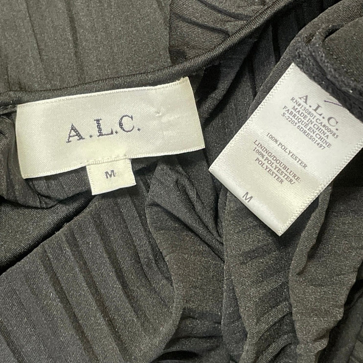 A.L.C Val Women's Black Sleeveless Smocked Drawstring Pleated Flowy Maxi Dress M