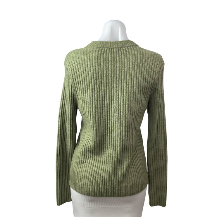 Abercrombie & Fitch Women's Green Ribbed Knit Long Sleeve Sweater Top Size M