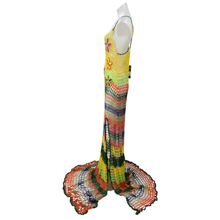 NEW Fashion Nova Naomi Crochet Sheer Floral Rainbow Cami Maxi Dress Size 1X