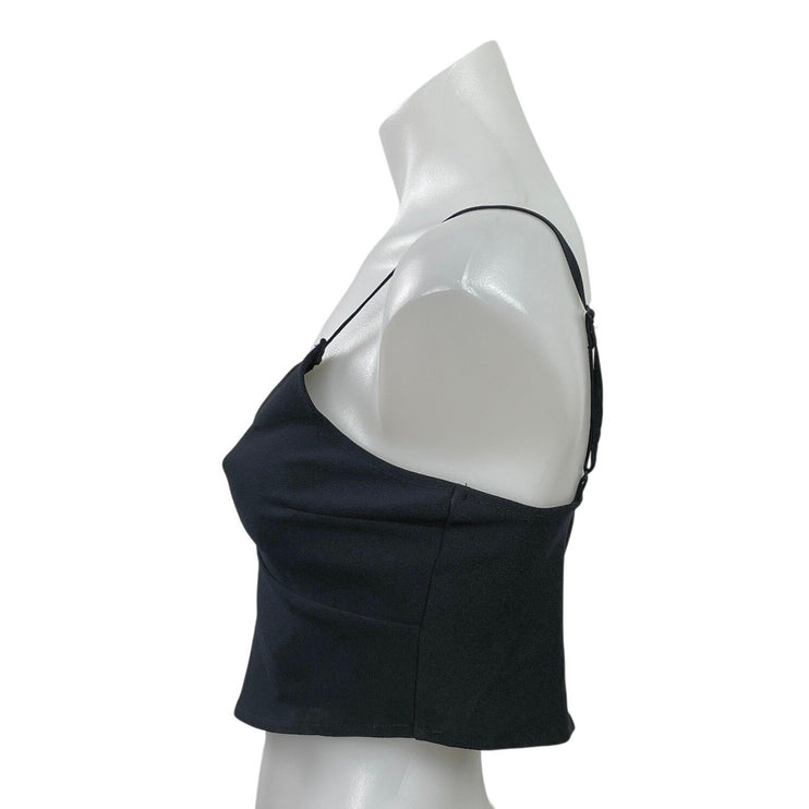 NEW Abercrombie & Fitch Women Black Sleeveless V Neck Cami Tank Crop Top Size S