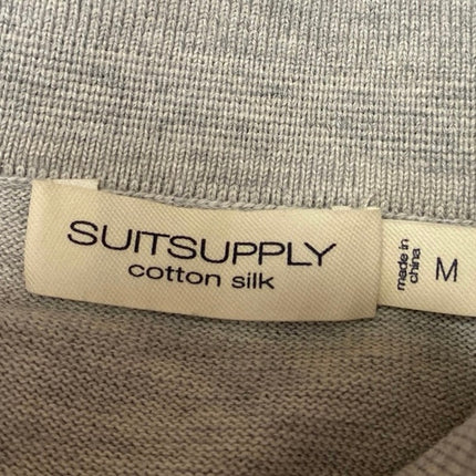 Suitsupply Men's Gray Silk Short Sleeve Golf Collared Polo Shirt Top Size M