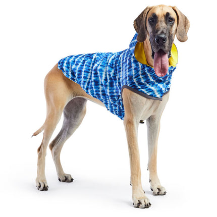 GF Pet NWT Reversible Elasto-Fit Yellow & Blue Tie Dye Print Dog Raincoat Sz XL
