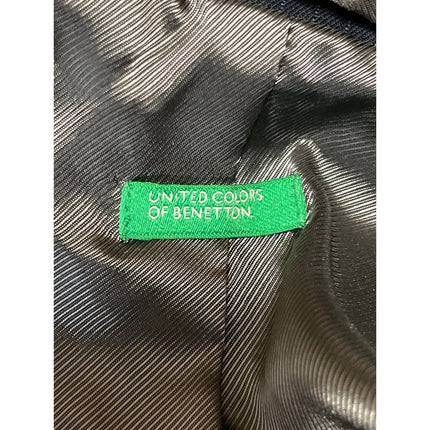 United Colors Of Benetton Black Pinstriped Peak Lapel Blazer Coat Jacket Size 10