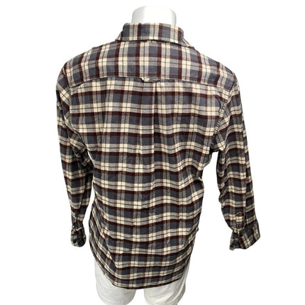 Jachs Men's Brown Plaid Checkered Flannel Long Sleeve Pocket Button Down Shirt L