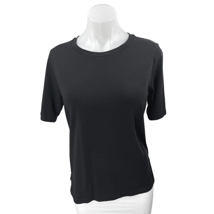 Oak + Fort Women's Black Knit Short Sleeve Crew Neck Tee T-Shirt Top Size S