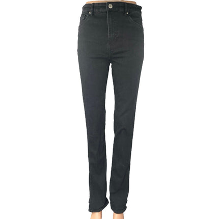 Zara Women's Black Slit Hem High Waisted Casual Slim Straight Denim Jeans Size 8