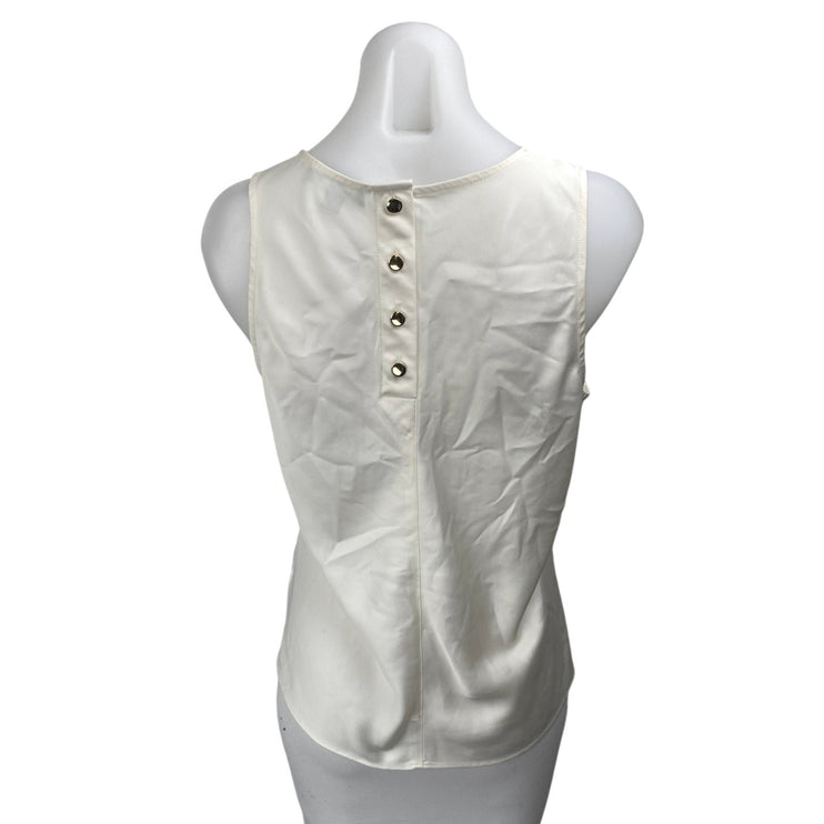 J.Crew Women's White Sleeveless Scoop Neck Button Back Blouse Tank Top Size S
