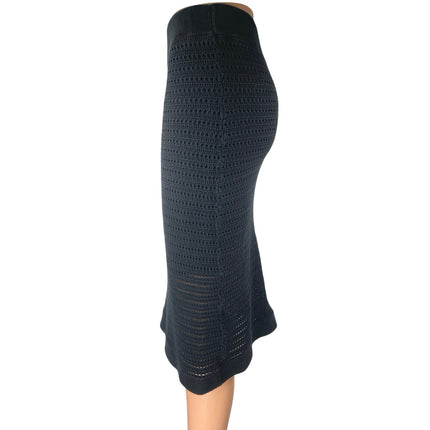Aritzia Babaton Women's Black High Waist Open Knit Midi Pencil Skirt Size 2XS