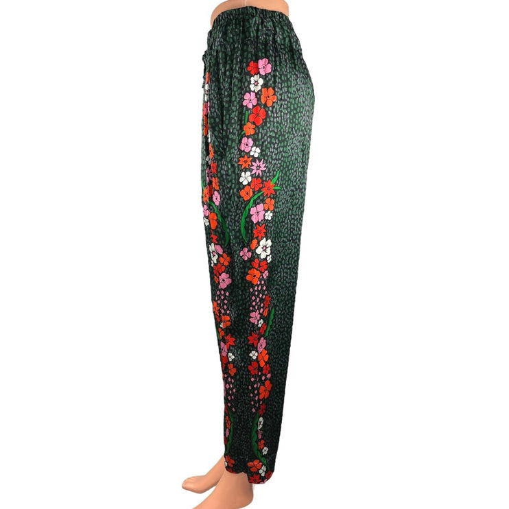 Tucker Green Silk Julia Floral Printed Drawstring Tapered Ankle Casual Pants S