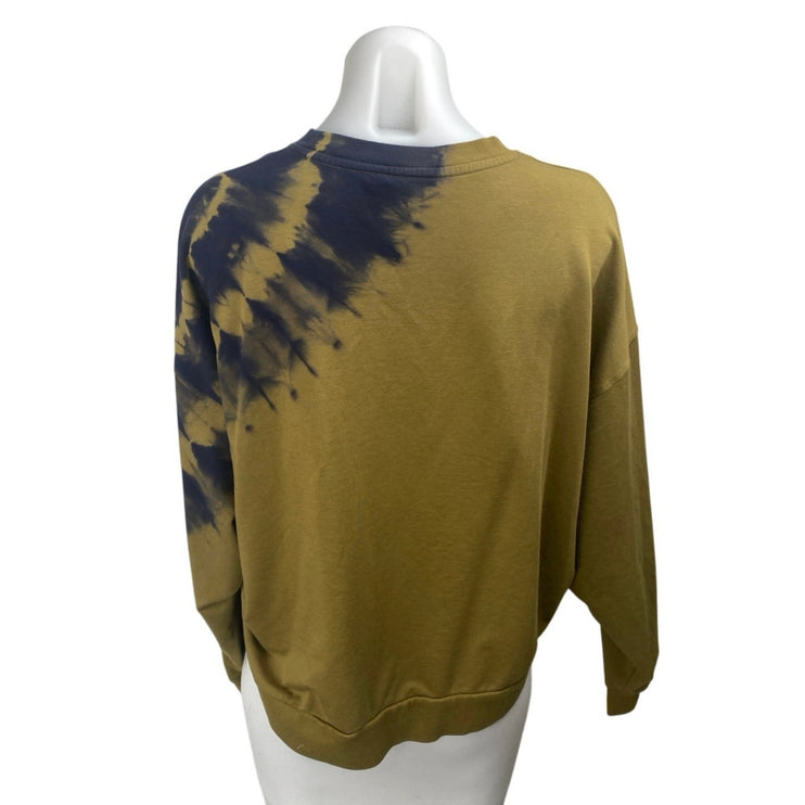JoyLab Women's Olive Green Tie Dye Long Sleeve Crew Neck Sweatshirt top Size S