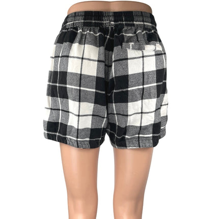 Urban Outfitters Black White Plaid Tartan High Waisted Drawstring Mini Shorts S