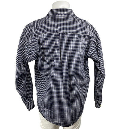 Salute Oleg Cassini Men's Blue Plaid Long Sleeve Button Down Shirt Top Size L