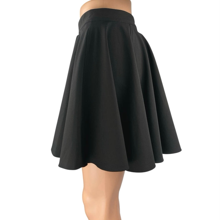 NEW Zara Women's Black High Waisted Zipper Mini Tennis A-Line Flared Skirt Sz L