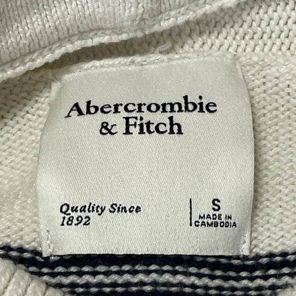 Abercrombie & Fitch White Striped Knit Short Sleeve Crew Neck Boxy Sweater Top S