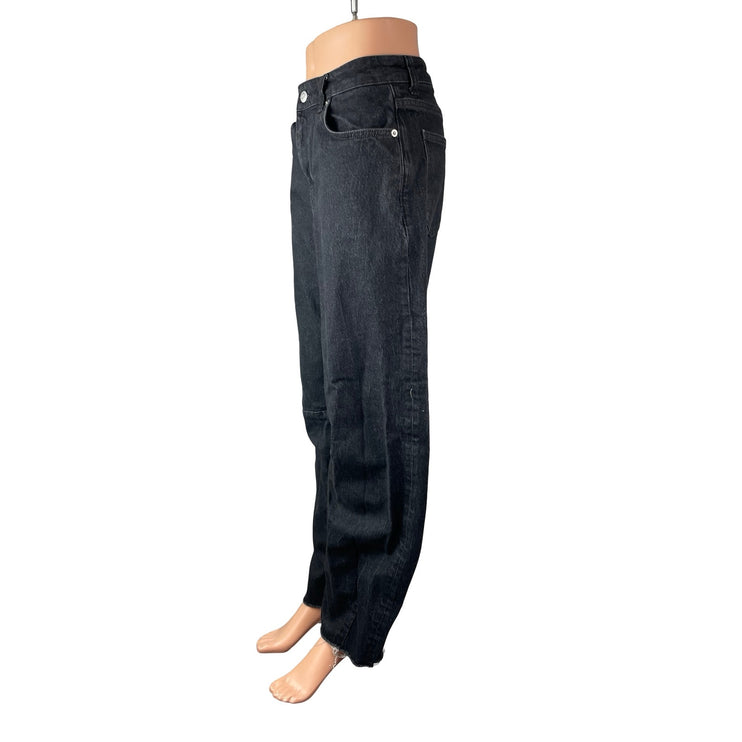 NA-KD Women's Black High Waisted Baggy Barrel Wide Leg Denim Jeans Size 36