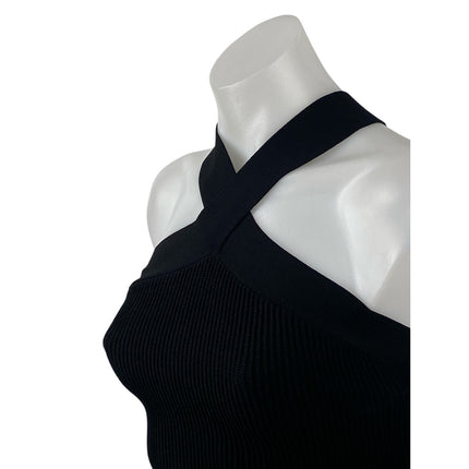 Aritzia Babaton Womens Black Cross Strap Sleeveless Ribbed Knit Crop Top Size XS