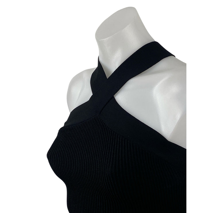 Aritzia Babaton Womens Black Cross Strap Sleeveless Ribbed Knit Crop Top Size XS