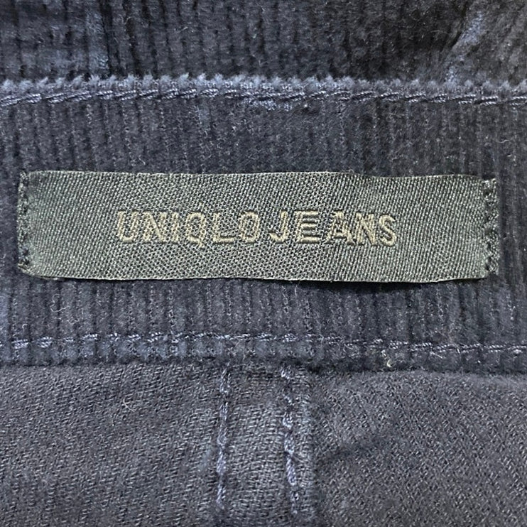 Uniqlo Women's Black Corduroy High Waisted Straight Leg Denim Jeans Pants Sz 27