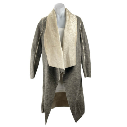 Anthropologie Amadi Camilla Gray Faux Suede Sherpa Long Sleeve Coat Jacket XS