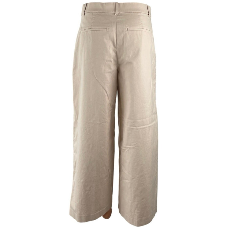 Uniqlo Women's Beige High Rise Baggy Palazzo Wide Leg Trousers Dress Pants Sz M