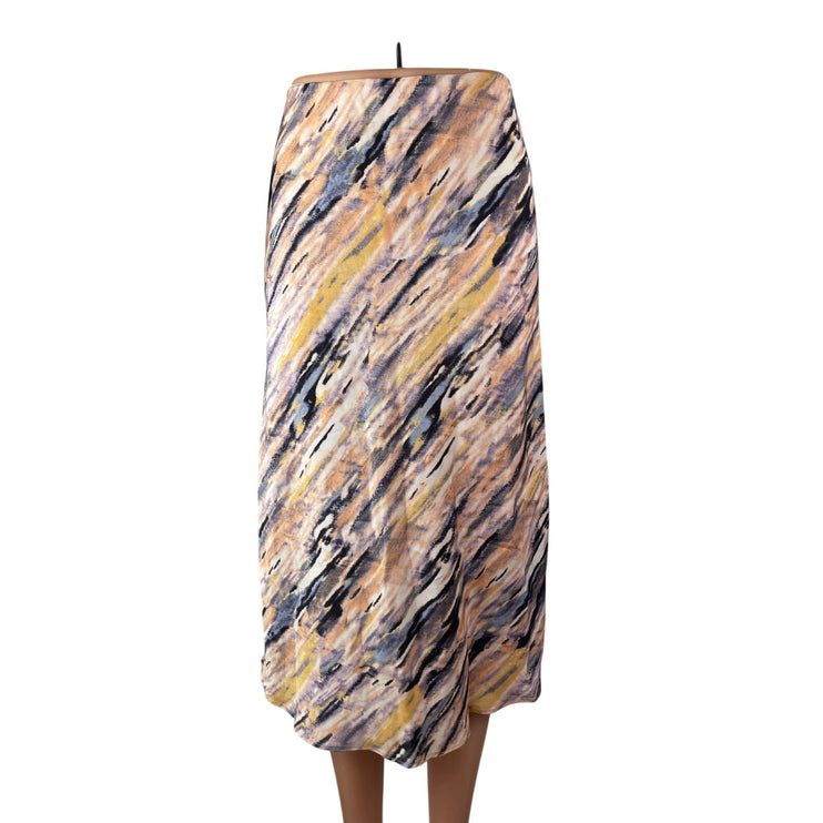 Aritzia Babaton Multicolor Abstract Striped High Waisted Midi Slip Skirt Size 2