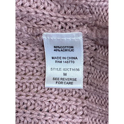 Sienna Sky Pink Ribbed Knit Colorblock Pocket Open Cardigan Sweater Top Size M