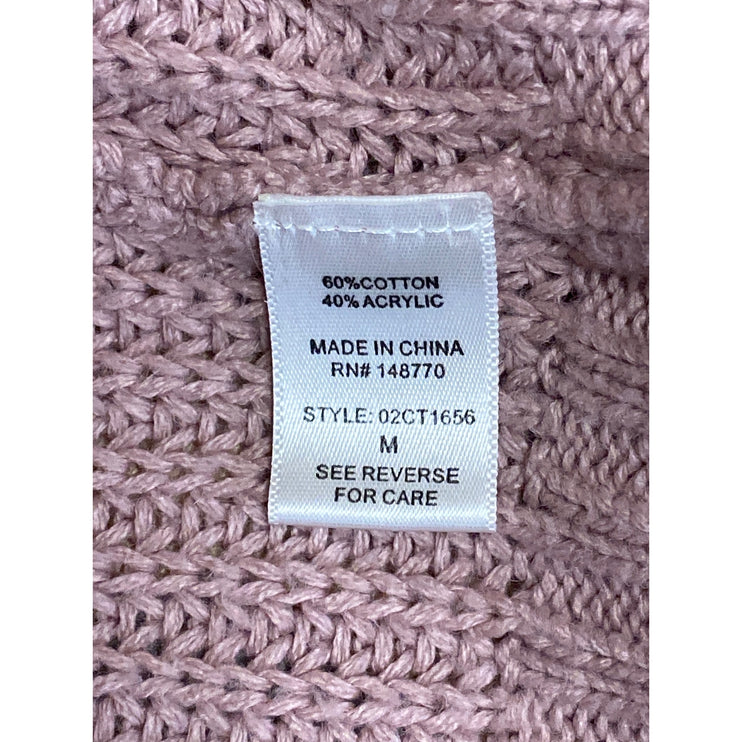 Sienna Sky Pink Ribbed Knit Colorblock Pocket Open Cardigan Sweater Top Size M