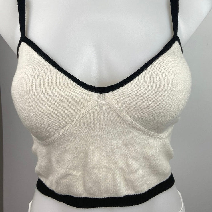 Future Collective NWT Kahlana Barfield White Black Knit Underwired Crop Top XL