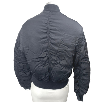 AllSaints Bree Women's Black Laced Up Full Zip Long Sleeve Bomber Coat Jacket M