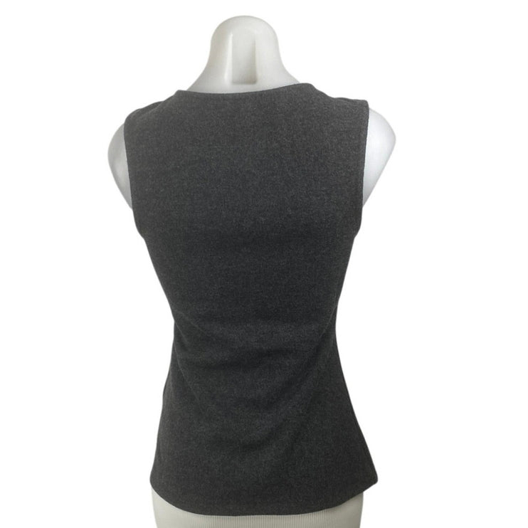 Zara Black Crew Neck Sleeveless Button Up Waistcoat Sweater Vest Tank Top Size S