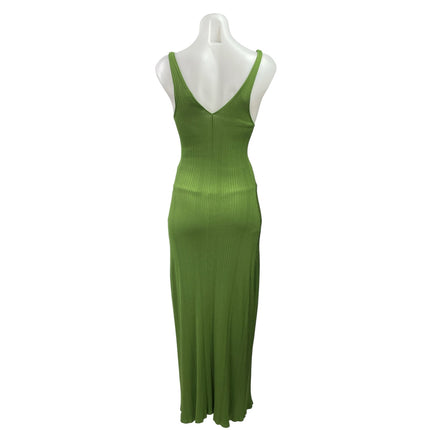 Zara Women's Green Ribbed Knit V Neck Sleeveless Cami Bodycon Maxi Dress Size M