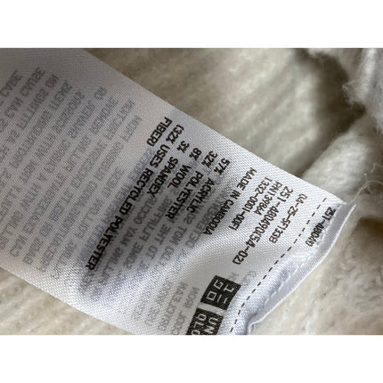 Uniqlo Women's Beige Ribbed Knit Long Sleeve Full Zip Turtleneck Sweater Top S