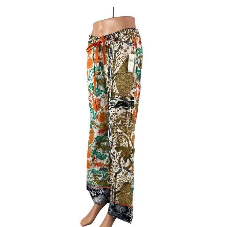 NEW Anthropologie Cally Conway Multicolor Floral High Rise Wide Leg Sleep Pant S
