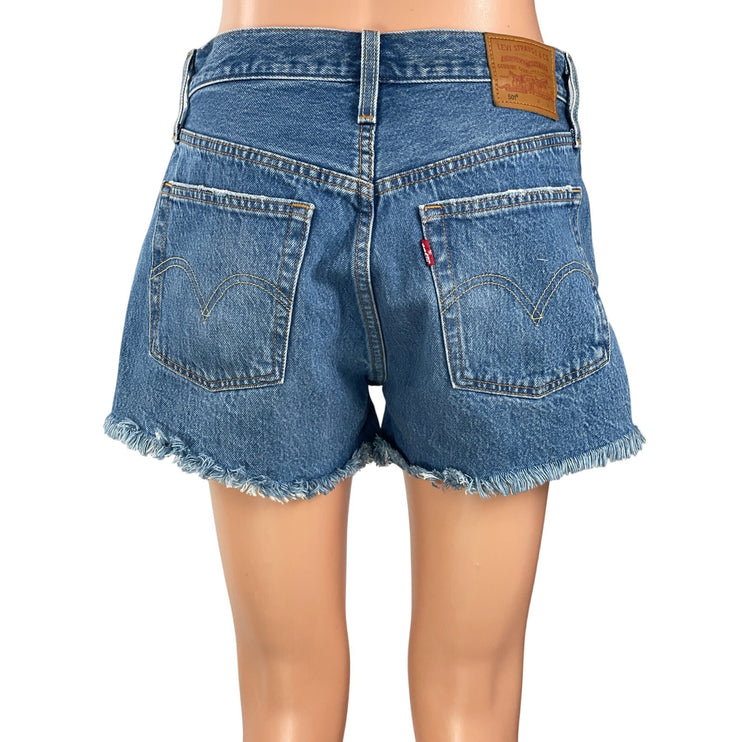 Levi's Women's Blue Distressed High Rise Y2k Cut Off Denim Jean Shorts Size S
